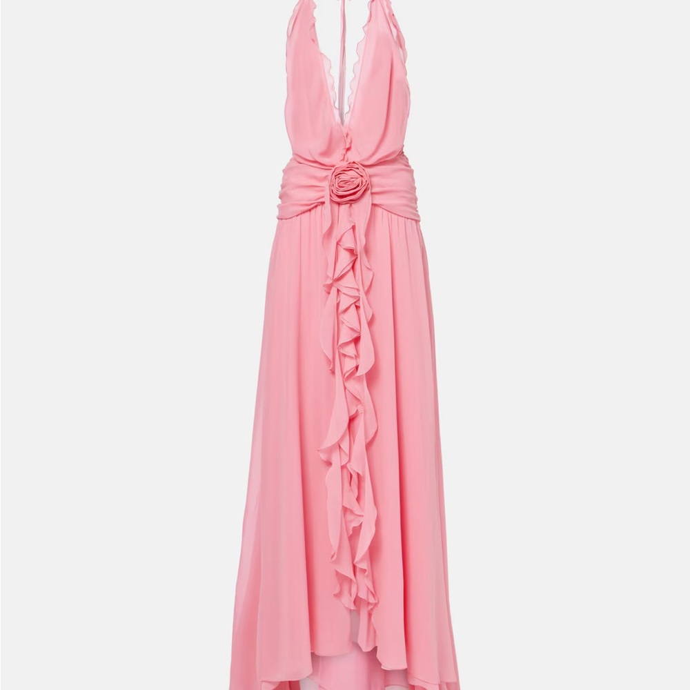 Pink Bluemarine  Halterneck silk georgette maxi dress NWT - Picture 4 of 5